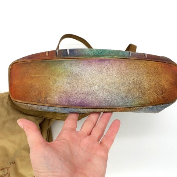 Anuschka Hand Painted Leather Shoulder Bag Signed Abstract Art Purse - Picture 5 of 8